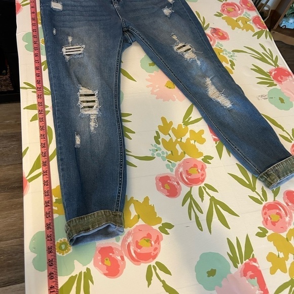 Glitzy Girlz size 16 denim stretchy jeans with camo cuff and underlay - Picture 6 of 9